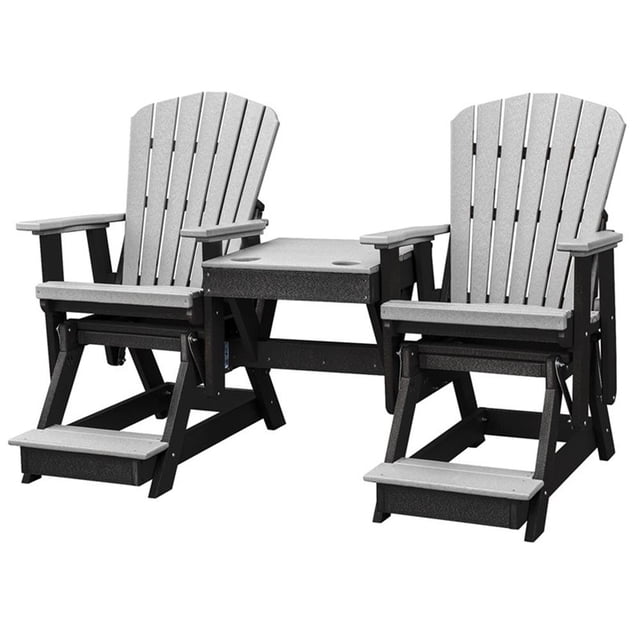 Pemberly Row Modern Double Balcony Height Glider with Center Table
