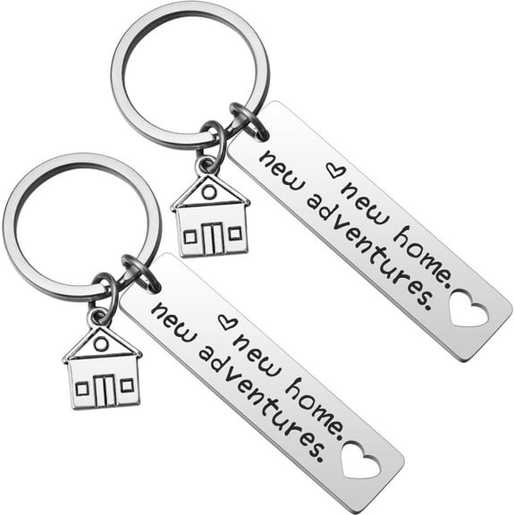 2 Pack New Home New Adventures Keychain First Home Gift Housewarming Gift Realtor Closing Gifts New Homeowner House Keyring