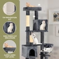 thumbnail image 4 of Uforic 70" Cat Tree Condo Multi-Level Tower with  Scratching Posts &Cozy Basket for Indoor  Cats, Dark Gray, 4 of 8