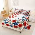 thumbnail image 2 of Manfei Cute Flowers Print Queen Sheets,Classic Us Flag Queen Sheet Sets,White Red Blue,4 Pieces,1 Flat Sheet, 1 Fitted Sheet and 2 Pillowcases, 2 of 6