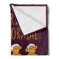 thumbnail image 2 of Animal Soft Flannel Fleece Throw Blanket, Funny Ballerina Dancing Monkeys with So Boring to Be Normal Words Print, Cozy Plush for Indoor and Outdoor Use, 60" x 80", Maroon and Marigold, by Ambesonne, 2 of 5