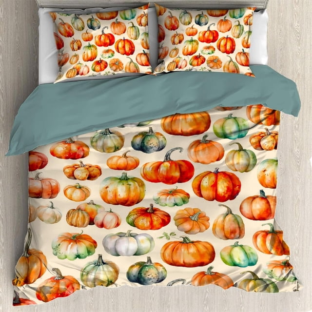 Acción de Gracias 3 Piezas Funda Nórdica Queen Size 90 "x90" con 2 Fundas de Almohada,