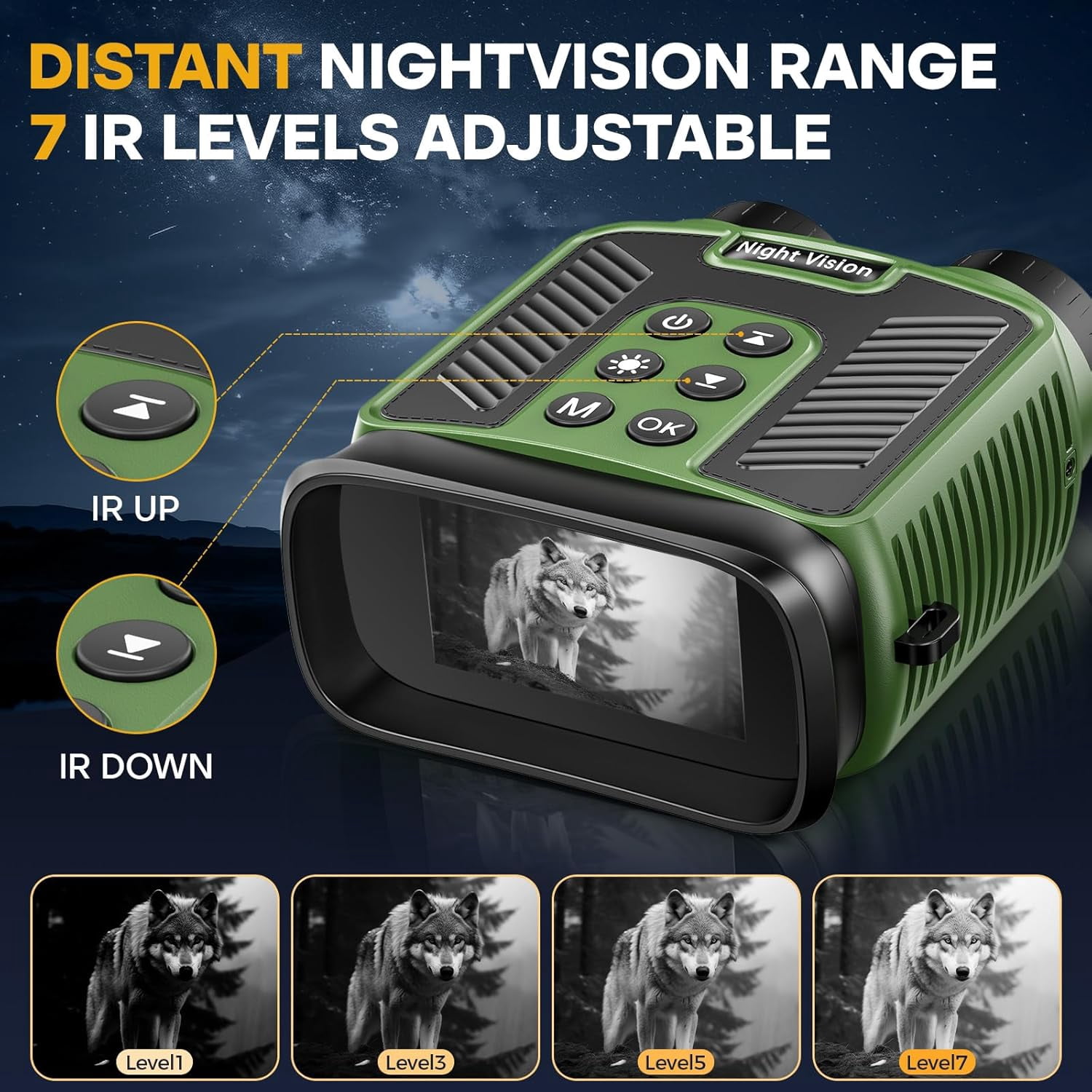 BekinTek Night Vision Binoculars 5000mAh Rechargeable Telescope NVG Infrared Goggles Full Dark Observe Scope 7x IR Adjustment 8x Digital Zoom 2.5K Video 40M Photo Large HD Screen with 32G TF Card