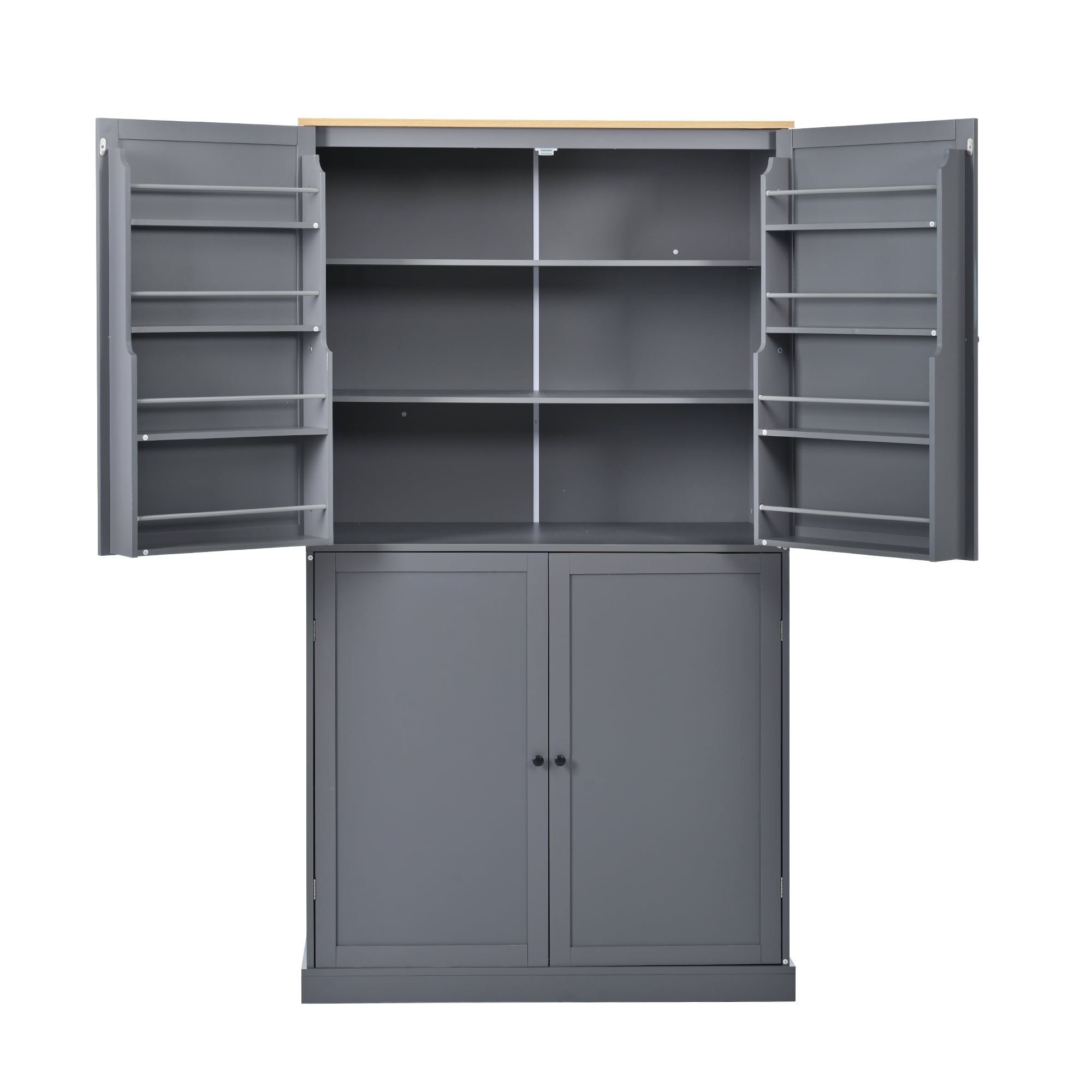 MAYEERTY 40.2" Farmhouse Freestanding Kitchen Pantry Cabinet – Large Storage Cupboard with Adjustable Shelves, Drawers & Door Shelves