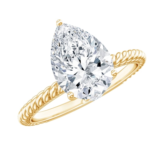 Rosec Jewels 2 Carat Pear Shaped Moissanite Engagement Ring 925 Silver - (7x10 mm) - Teardrop Moissanite Ring for Women - Ready to Gift, US 5.00