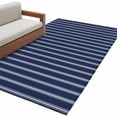 thumbnail image 2 of 4x6Ft Area Rugs Navy Blue Striped Non-Skid Rubber Backing Large Rectangle Rugs - Living Room Bedroom Home Office, Navy Blue White Farmhouse Stripes Indoor Floor Mat Carpets Washable Rug, 2 of 9