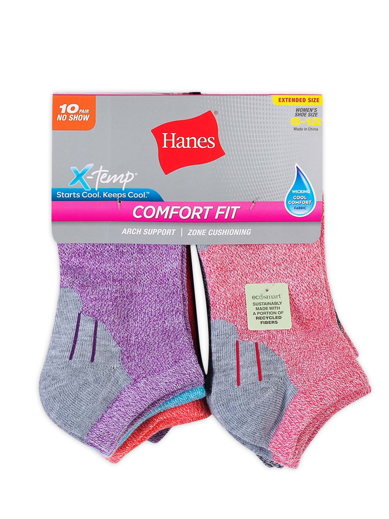 Hanes Women's Comfort Fit No Show Socks 10-pack 
