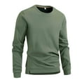 thumbnail image 2 of Momasggi Men's Big and Tall Crewneck Sweatshirts Slim Fit Long Sleeve Pullover Tops Fashion Solid Color Sweatshirt Fall Winter Warm Sweatshirts Army Green XL, 2 of 6