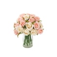 thumbnail image 4 of Xiao Hua Ramo de rosas artificiales de seda para bodas, fiestas y decoración del hogar, 12 unidades (blanco y azul), 4 of 5