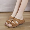 thumbnail image 2 of HNMKIU Women Sandals Comfortable Women's Slides with Floral Hollow Out Design for Daily Leisure Thick Sole Open Toe Footwear for Casual Outfits Summer Shoes Brown,5.5, 2 of 5