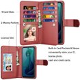 thumbnail image 4 of For Moto G 5G 2024 Case, Motorola Moto G 5G 2024 Leather Wallet Case with Card Holder and Lanyard for Women Men, eBizWare Magnetic Flip Detachable Phone Cover - Wine Red, 4 of 9