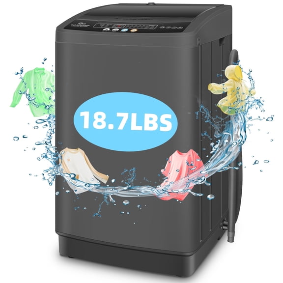 Veeboto Portable Washing Machine, 18.7Lbs Capacity Portable Washer with Drain Pump, 10 Wash Programs/8 Water Levels/LED Display, Full-Automatic Compact Laundry Washer for Apartment, Dorm, Home