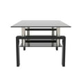 Tansole Coffee Table Glass Top Rectangular End Table Black Metal Legs