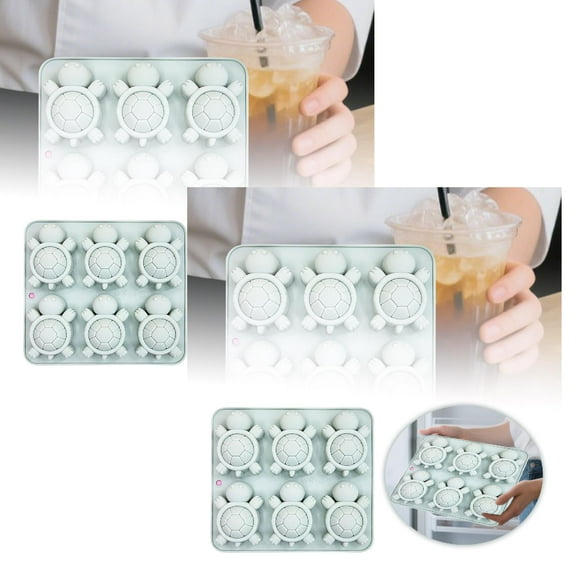2PCS Turtle Shaped Ice Cube Molds,6 Cavity Turtle Silicone Ice Trays for Freezer, Ice Mold,Easy Release Ice Tray Silicone,Silicone Molds for Food,Silicone Molds for Chocolate.