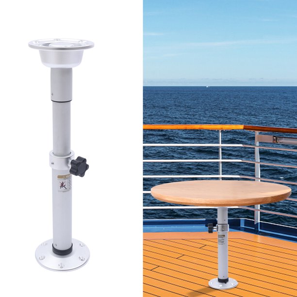 FETCOI Silver Adjustable Table Pedestal Stand Table Base For Marine Boat Motorhome (Table