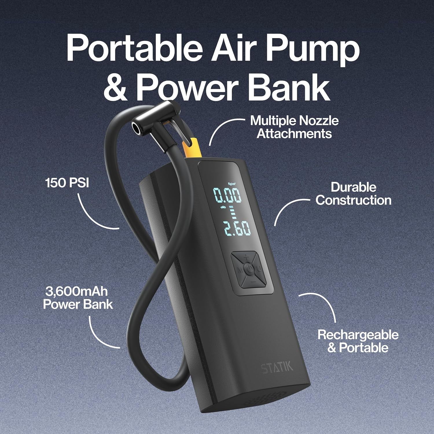 Ryobi P737 Portable Tire Pump Inflator with P738 High Volume