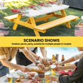 thumbnail image 6 of Christmas Table Cloths for 6 Foot Rectangle Tables, Winter Poinsettia Berry Farmhouse Wooden Grain Patio Waterproof Elastic Fitted Tablecloths, Washable Rectangular Table Cover for Camping, 6 of 8
