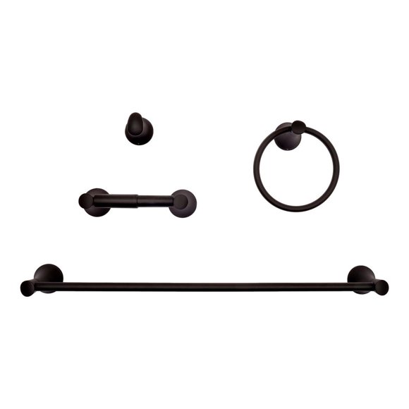 Accesorios Para Baño Flowell 4 Piezas Negro Latón Mate