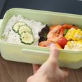 thumbnail image 2 of Lunch with Compartment Plastic Lunch Microwave Sealed Kids School Lunch Plate Kitchen Food Storage Container Beeswax Wraps Reusable Food Wrap Food Storage Wrap and Silicone Lids (Green, One Size), 2 of 6