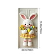 thumbnail image 3 of Sokhug Rideau de Porte de Pâques 35,43x70,87 Pouces Imprimé Lapin Œuf Décor pour Porte d'Entrée Mur Multicolore, 3 of 6