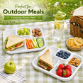 thumbnail image 6 of Unbreakable Rectangular Divided Plates for Adults 4 Sections Portion Control Plates Set of 2 White Plastic Dinner Plate for Camping Outdoor or Every Day Use, 6 of 6