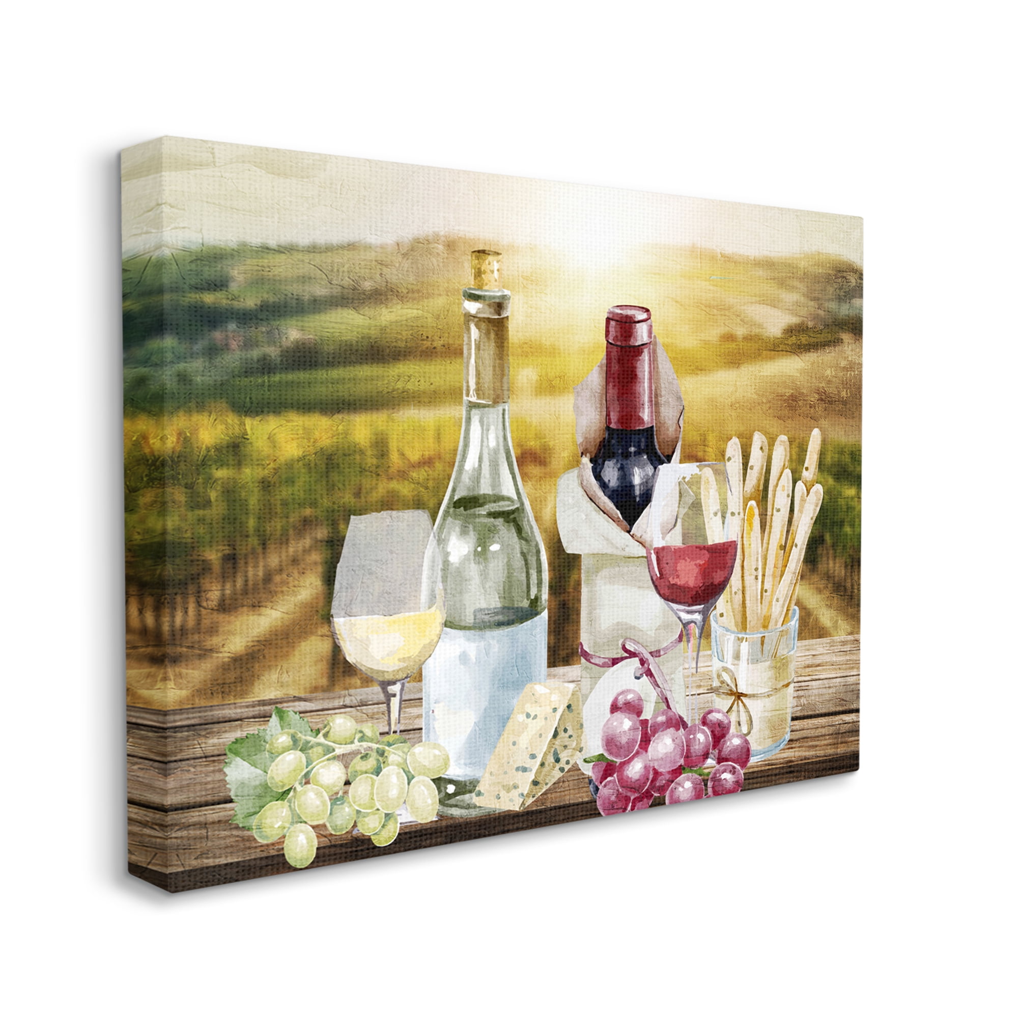 Stupell Industries Wine in Vineyard Landscape Food & Beverage Painting Gallery Wrapped Canvas Print Wall Art, 40 x 30