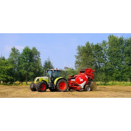 LAMINATED POSTER Meadow Retract Custom Work Tractor Hay Round Baler Poster Print 24 x