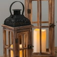 thumbnail image 5 of Evergreen Set of 3 Nested Wood and Metal Lanterns w LED Candle, 5 of 9