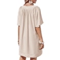 thumbnail image 3 of Women Summer Short Sleeve Dress Casual V Neck Flowing Mini Dress, 3 of 4