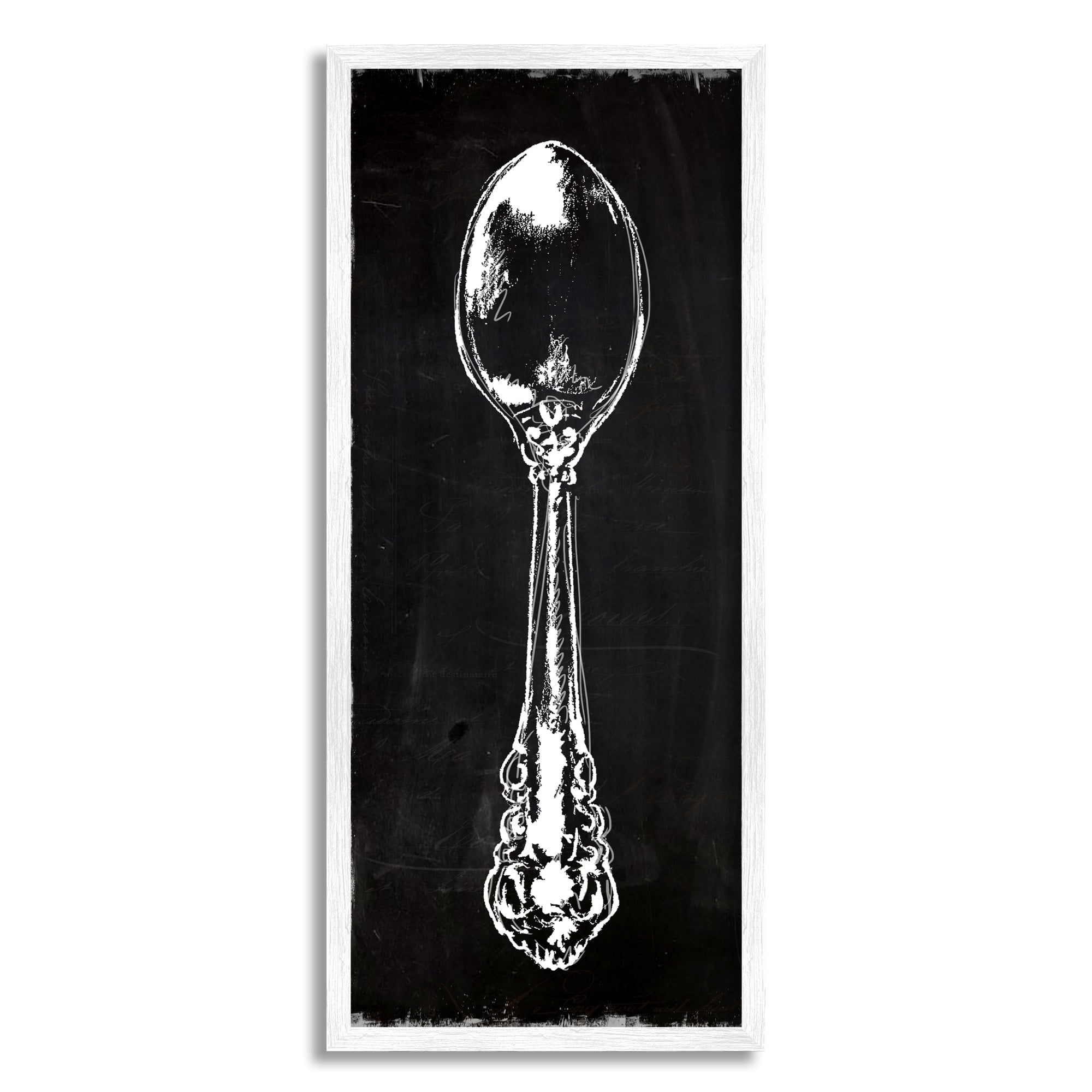 Stupell Industries Rustic Kitchen Spoon Utensil Vintage Dinner Cutlery Graphic Art White Framed Art Print Wall Art, Design by Carol Robinson