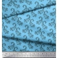 thumbnail image 2 of Soimoi Blue Heavy Canvas Fabric Black Sketch Floral & Paisley Print Fabric by The Yard 58 Inch Wide, 2 of 3