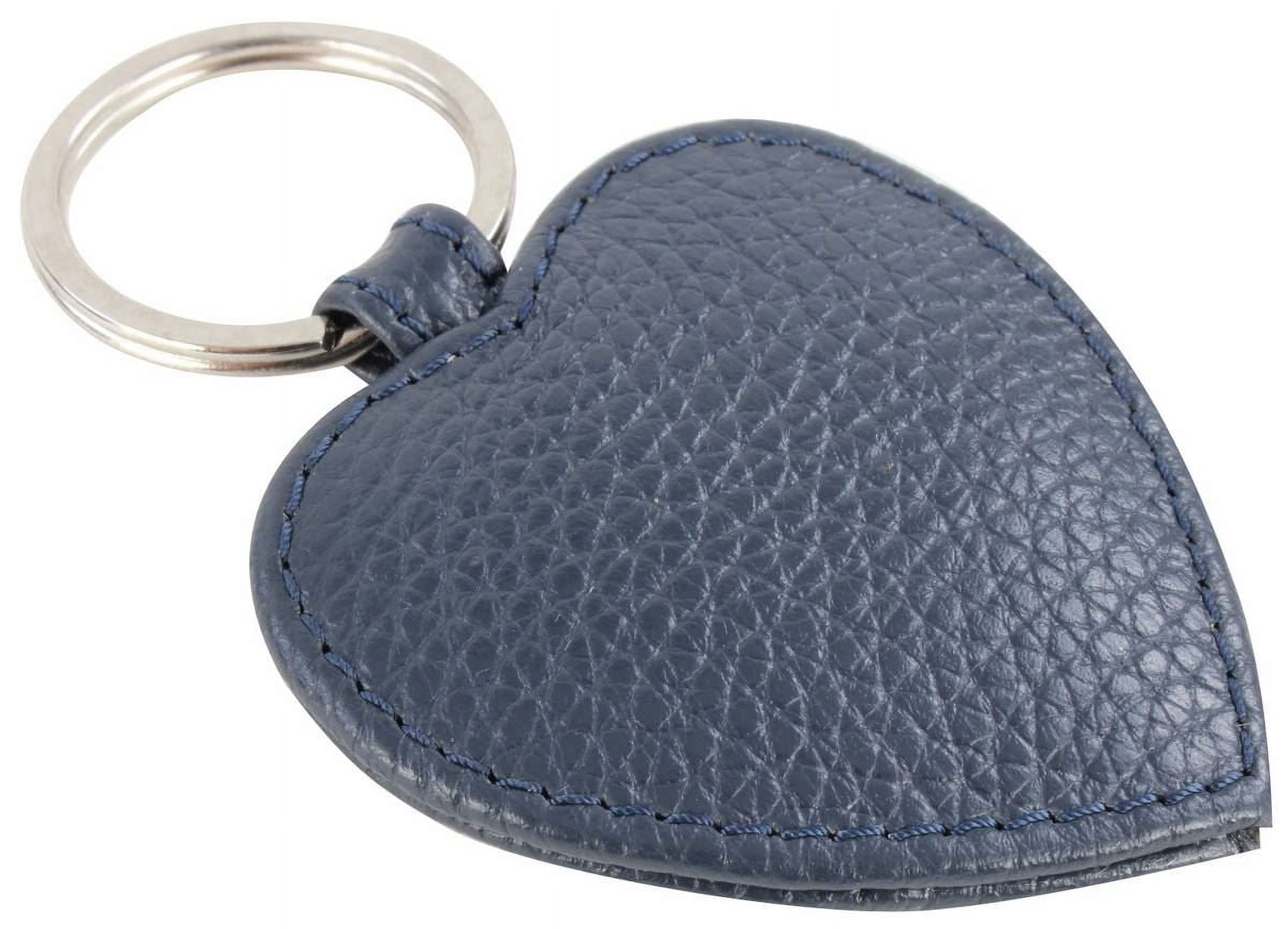 Byron and Brown Roma Leather Small Heart Key Ring - Navy