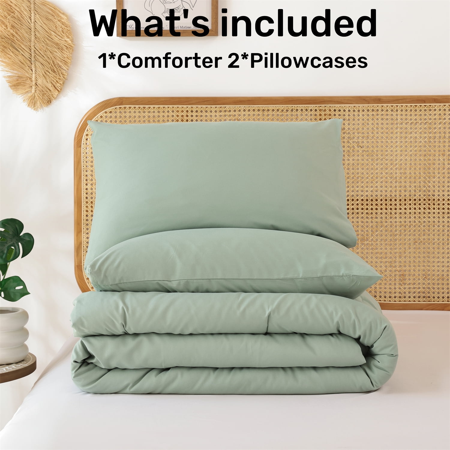 SPRINDAY Queen Comforter Set For Adult, 3 Piece Sage Green Comforter Sets & Bedding For All Season