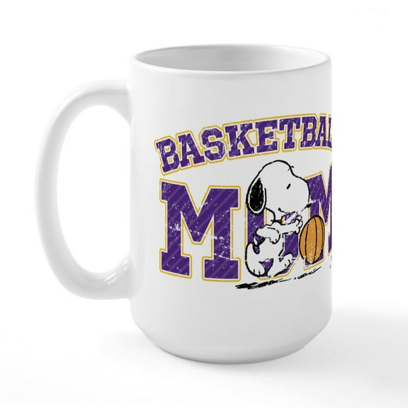 CafePress - Snoopy Basketball Mom Large Mug - 15 oz Ceramic Large White Novelty Mug
