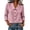 Pink, variant on SROBPTY Womens Shirt Fall Solid Collared 3-4 Sleeve Linen Button