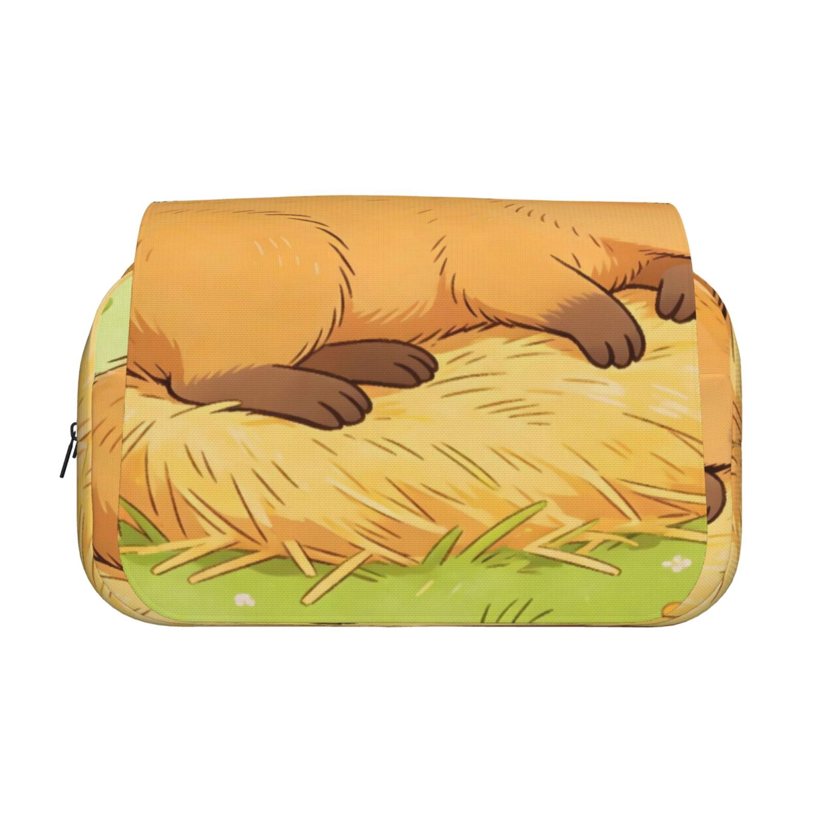 Large-Capacity Flip-Top Double-Layer Pencil Case, Multi-Functional Pocket Pen Case, Durable Stationery Organizer Sleeping Capybara