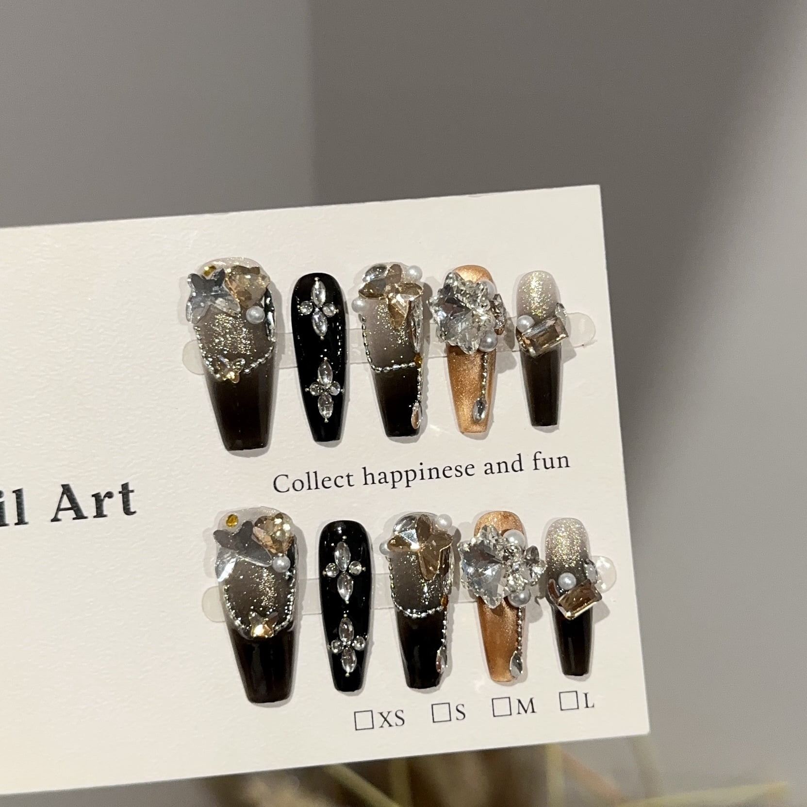 Purely handmade wearing armor, advanced sense, dark gold in autumn and winter, beautiful cat's eye nail pads, European and American heavy industry fake nail patches