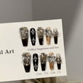 thumbnail image 2 of Purely handmade wearing armor, advanced sense, dark gold in autumn and winter, beautiful cat's eye nail pads, European and American heavy industry fake nail patches, 2 of 6