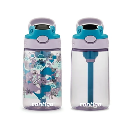 Contigo Kids AUTOSPOUT Straw Water Bottle with Easy-Clean Lid, 14 oz., 2-Pack, Dinos (Best Way To Clean Water Bottles)