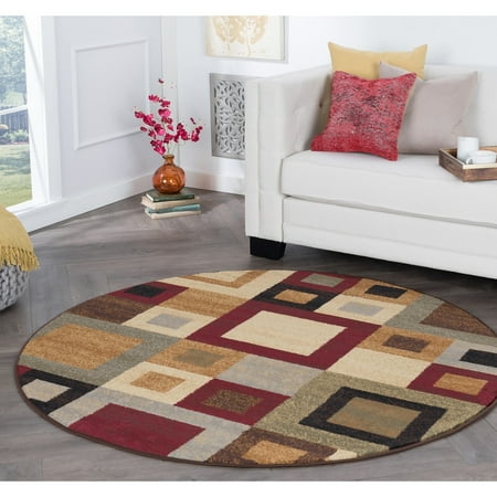 Alise Rugs Rhythm Contemporary Abstract Round Area Rug Multi 5 3 X