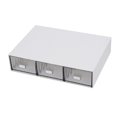 thumbnail image 1 of Desktop Drawer Organizer Waterproof Dustproof Plastic DIY Combination Multi Layer Stackable Drawer Storage Case Striped White 3 Drawers, 1 of 3