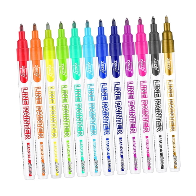 Rotulador Premium Tarjetas de Felicitación de Dibujo Carteles de 0,7 Mm Metálicos , 12 colores Sunnimix pluma de esquema de doble línea