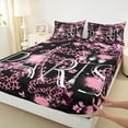 thumbnail image 3 of Manfei Eiffel Tower Queen Sheet Sets,Romantic France Paris Flat Sheet,Pink Leopard Print Queen Fitted Sheet For Girls,Luxury Bedroom Decor,4pcs, 3 of 7