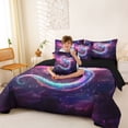 thumbnail image 3 of Erosebridal Dreamy Dragon Bedding Comforter Set for Kids, Purple Galaxy Queen Bedding Sets, Black Reversible, 7pcs, 3 of 6