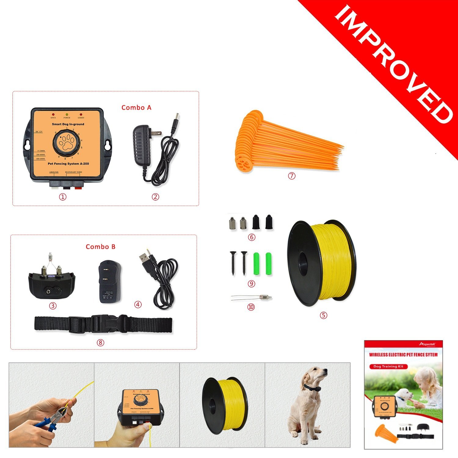 PetsN'all Electronic Pet Fence with Water Resistant Electric Dog Collar and Transmitter by