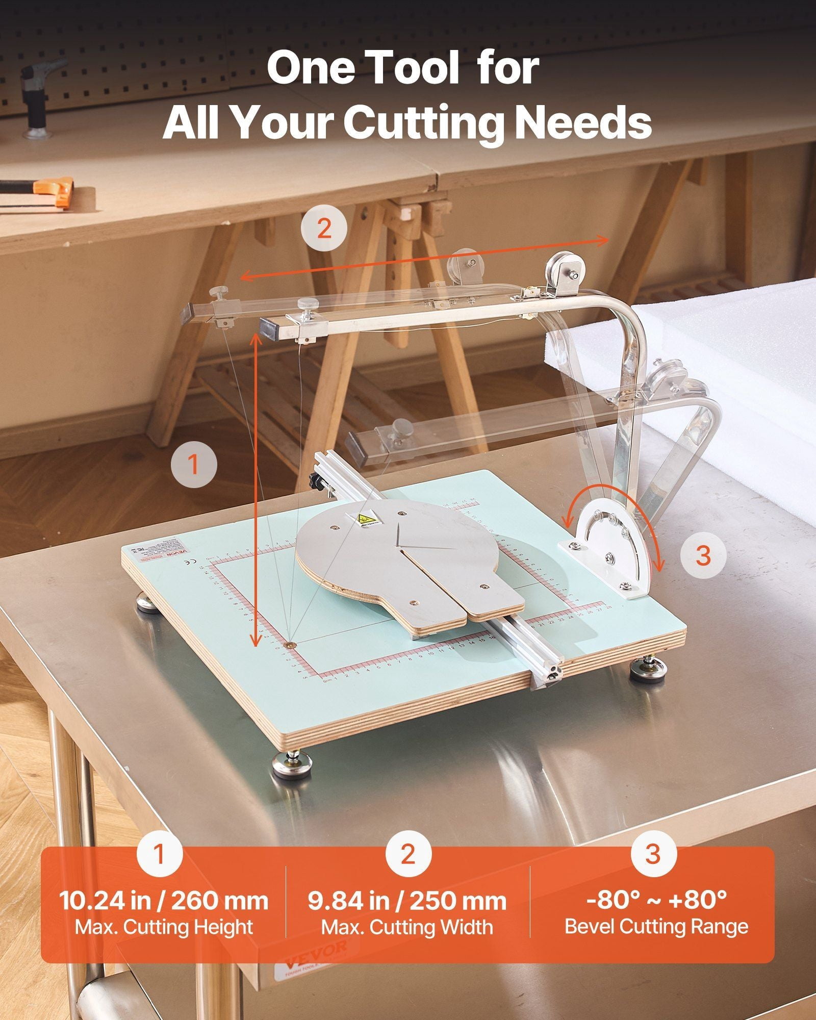 Hot Wire Foam Cutter, 58W Electric Styrofoam Cutter with Variable Temperature Control, Portable Tabletop Cutting Tool with 10.24" Max. Cutting Thickness for Foam, KT Board, Low-Density Sponge