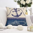 thumbnail image 3 of Set of 2 Navy Blue Nautical Throw Pillow Covers 16x16, Coastal Ocean Anchors Throw Pillow Cases, Decorative Linen Cushion Cases for Living Room Sofa Bed Couch, 3 of 7