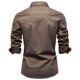 thumbnail image 4 of pstuiky Camisas para hombre de manga larga, Blusa informal de manga larga con botones y parches lisos para hombre top de hombre xl, 4 of 9