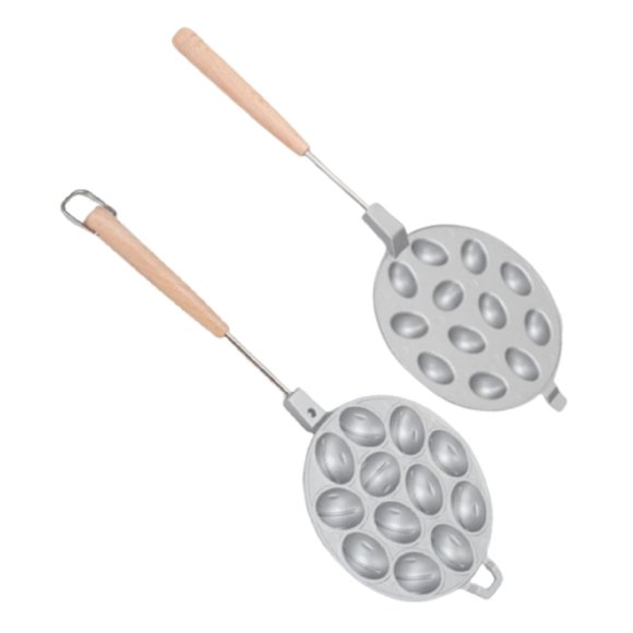 Walnut Cookie Maker, Aluminum Alloy Non Stick Walnut Cake Maker Oval Cookies Pastry Baking Tool with Wood Handle for Kitchen, Nut Cookies Maker for Baking, Nutty Maker