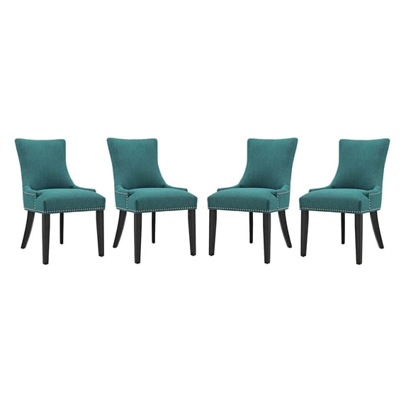 Modern Contemporary Urban Design Dining Kitchen Room Side Chair, Set of Four, Fabric, Aqua Blue